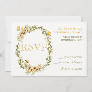 Landelijke Bumble Bee Bloemen Bruiloft RSVP Kaart