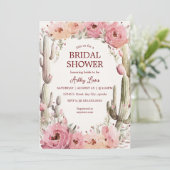 Landelijke Cactus Bruiloft Uitnodiging Boho Cactus (Staand voorkant)