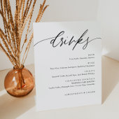 Landelijke Calligrafie Bruiloftsdranken Menu Reclamebord Met Voetstuk