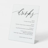 Landelijke Calligrafie Bruiloftsdranken Menu Reclamebord Met Voetstuk (Voorkant)