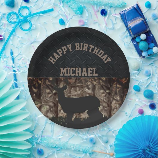 Landelijke Camo Hunting Custom Birthday Borden Papieren Bordje (Feest)