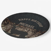 Landelijke Camo Hunting Custom Birthday Borden Papieren Bordje (Gekanteld)