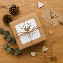 Landelijke Charme Herten Gewei Familienaam Vierkante Sticker