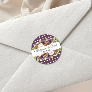 Landelijke chic bloemige herfst trouwuitnodiging ronde sticker