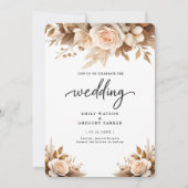 Landelijke Chic Boho Roze Bloemen Bruiloft Kaart (Voorkant)