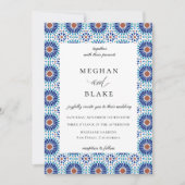 Landelijke chic geometrische Spaanse tegel bruilof Kaart (Voorkant)