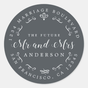 Landelijke Chic Toekomstige Mr & Mevrouw Trouw Ret Ronde Sticker