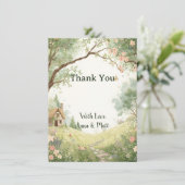 Landelijke Cottage Bedankkaart | Waterverf Roze (Staand voorkant)