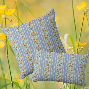 Landelijke Cottage Blauw Wit Geel Zonnebloemen Kussen