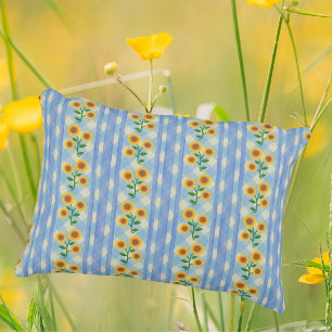 Landelijke cottage blauwe witte gele zonnebloemen accent kussen