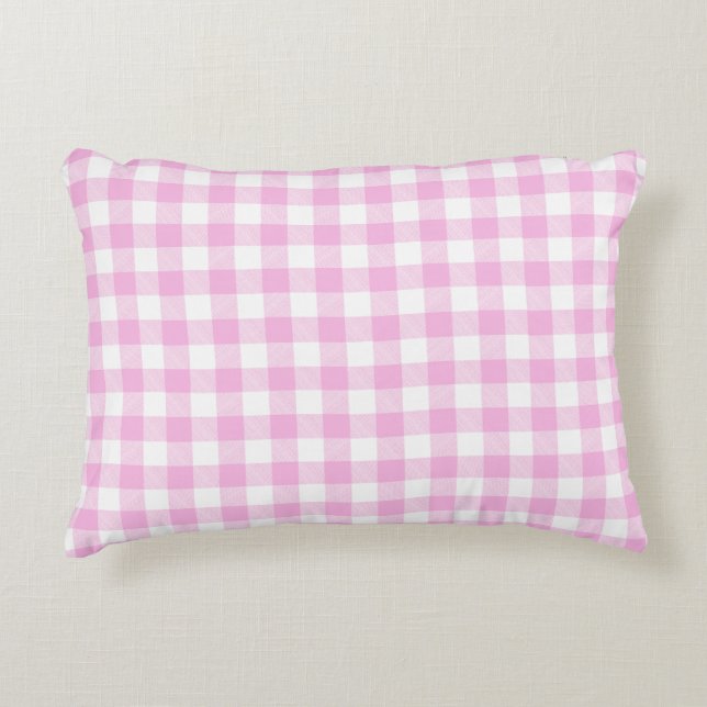 Landelijke Cottage Roze Plaid Accent Kussen (Voorkant)