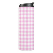 Landelijke Cottage Roze Plaid Thermosbeker (Gedraaid links)