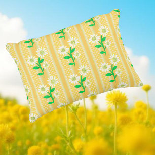 Landelijke Cottage Wit Groen Geel Zonnebloemen Accent Kussen