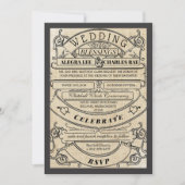 Landelijke Cottagecore Typografie Ticket Trouwen Kaart (Voorkant)