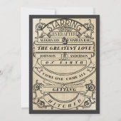 Landelijke Cottagecore Typografie Ticket Trouwen Kaart (Achterkant)