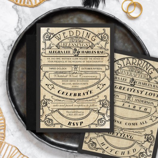 Landelijke Cottagecore Typografie Ticket Trouwen Kaart