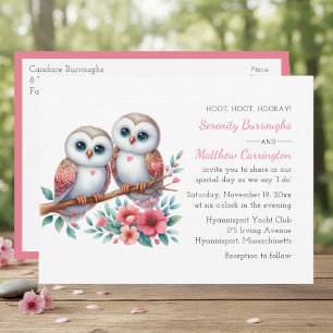 Landelijke Country Boho Bos Uil Bruiloft Uitnodiging Briefkaart