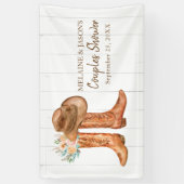 Landelijke Country Boots Bruidsparen Shower Spandoek (Verticaal)