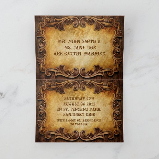 Landelijke Country Cowboy Western Bruiloft Bedankkaart (Binnen)