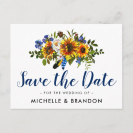 Landelijke Country Save the Date | Marineblauw & G Aankondigingskaart