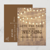 Landelijke Country Western Hout & Lichten Save the Aankondigingskaart (Voorkant / Achterkant)