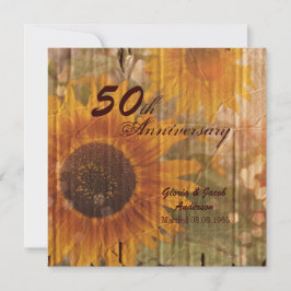landelijke country zonnebloem 50ste huwelijksverja kaart