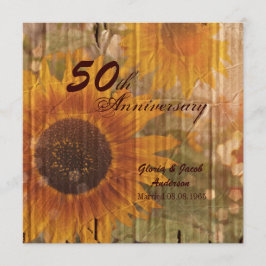 landelijke country zonnebloem 50ste huwelijksverja kaart