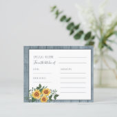 Landelijke country zonnebloem bruiloft recept kaar (Staand voorkant)