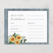 Landelijke country zonnebloem bruiloft recept kaar (Voorkant)