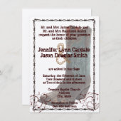 Landelijke Cowboy Boots Barbed Wire Wedding Invite Kaart (Voorkant / Achterkant)