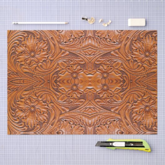 Landelijke Cowboy Western Country Gestempeld Leerp Tissuepapier (Craft)