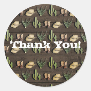 Landelijke Cowboy Western Rodeo Houten Verjaardags Ronde Sticker