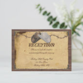 Landelijke cowboyhoeden voor bruiloften informatiekaartje (Staand voorkant)