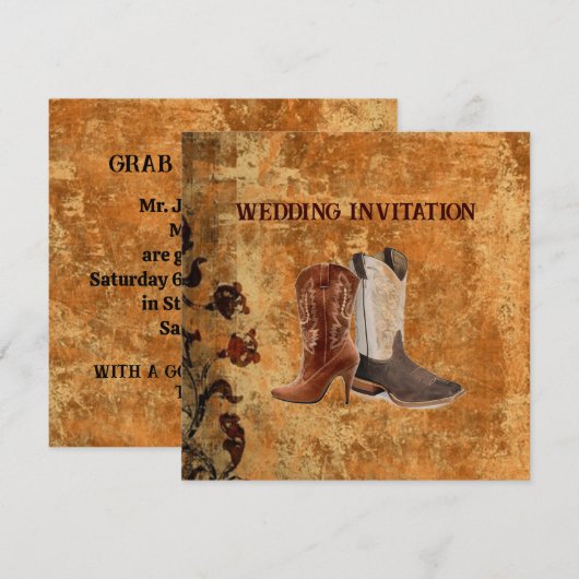 Landelijke Cowboylaarzen Westerse Trouw Uitnodigin Kaart (Voorkant / Achterkant)