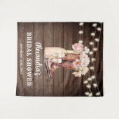 Landelijke Cowgirl Laarzen Borrelende BRUIDSSHOWER Wandkleed (Voorkant (horizontaal))