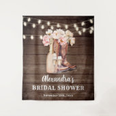 Landelijke Cowgirl Laarzen Borrelende BRUIDSSHOWER Wandkleed (Voorkant)