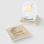 Landelijke Cowgirl Landelijke Chic Roze Bloemen Stenen Onderzetter (Zijkant)