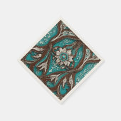 Landelijke Cowgirl Teal Bruine Landelijke Westerse Servet (Hoek)