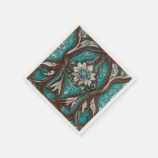 Landelijke Cowgirl Teal Bruine Landelijke Westerse Servet (Hoek)