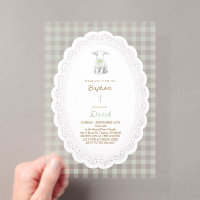 landelijke cute lam sagegroene geruite | Doop