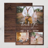 LANDELIJKE Dank U Huwelijks FOTOCOLLAGE Schuur Bedankkaart (Voorkant / Achterkant)