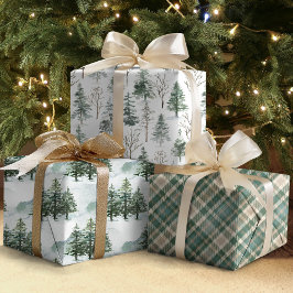 Landelijke dennenbomen bos Kerstvakantie Inpakpapier Vel