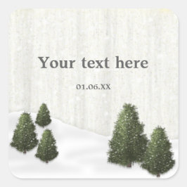 Landelijke dennenbomen winterbruiloft december fav vierkante sticker