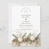 Landelijke dennenboom hanger Winter bruiloft Kaart (Voorkant)