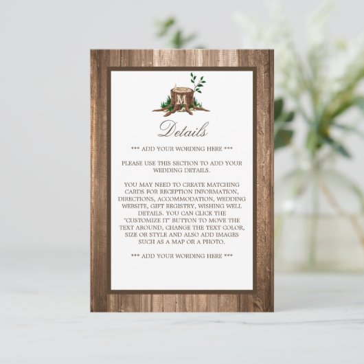 Landelijke details van de Monogramboom en het Hout Informatiekaartje (Staand voorkant)