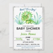 Landelijke dinosaurus jongen babyshower uitnodigin kaart (Voorkant)
