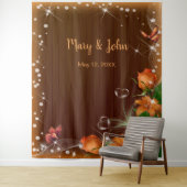 Landelijke donkere houten oranje bloemen bruiloft  wandkleed (In situ)