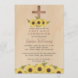 Landelijke Eerste Communie Houten Kruis Zonnebloem Kaart