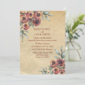 Landelijke Elegante Bloemige Trouw Uitnodiging (Staand voorkant)