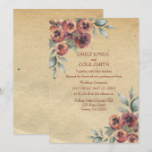 Landelijke Elegante Bloemige Trouw Uitnodiging (Voorkant / Achterkant)